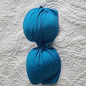 Strapless bikini top electric blue